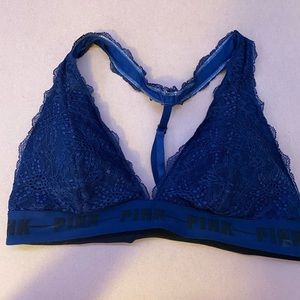 PINK navy blue lace bralette halter